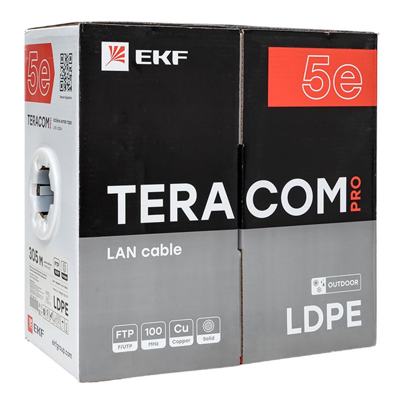 Кабель витая пара TERACOM Cat.5E F/UTP 4 пары solid внешний цвет черный упак. 305м | TRC-5EFTP-04PE-BK-OUT3 | EKF — миниатюра 3