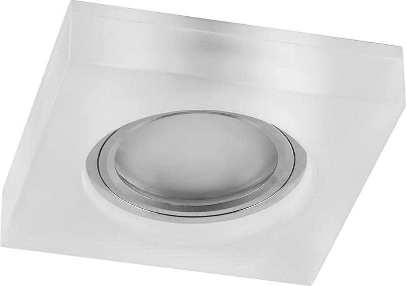 Светильник точечный встраиваемый под лампу, с LED подсветкой CD8180 15LED*2835SMD 4000K, MR16 50W G5.3 белый матовый "квадрат", хром | 29708 | FERON — Feron