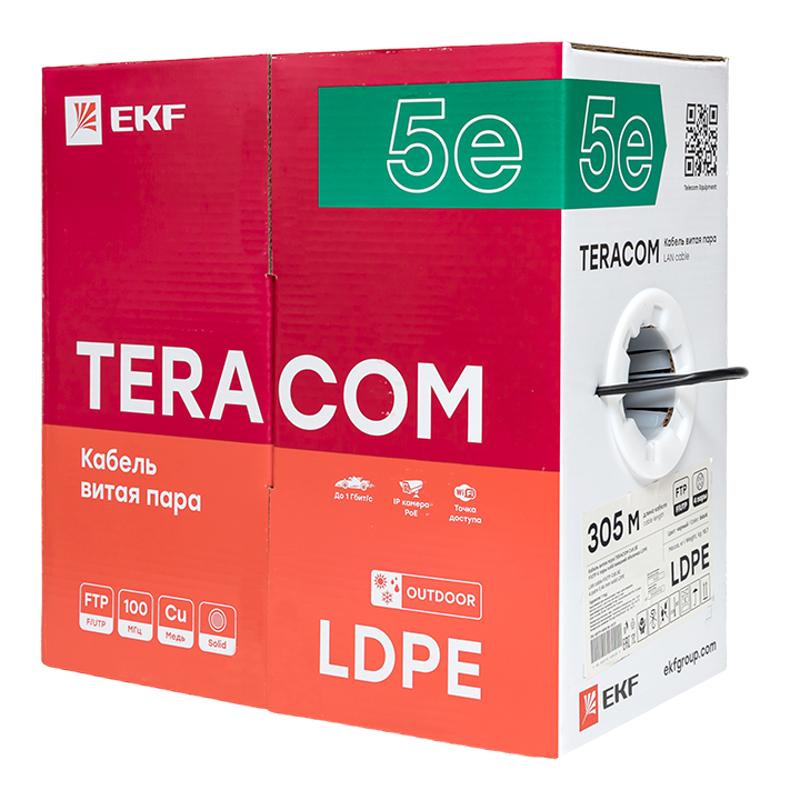 Кабель витая пара TERACOM PRO Cat.5E F/UTP 4 пары solid внешний 24AWG черный упак. 305м | TRP-5EFTP-04PE-BK-OUT3 | EKF — миниатюра 5