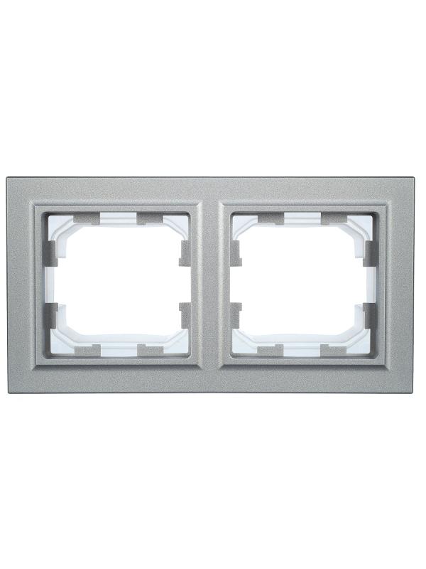 BRITE Рамка 2-ая IP44 РУ-2-БрА-44 алюминий | BR-M22-44-K47 | IEK — миниатюра 2