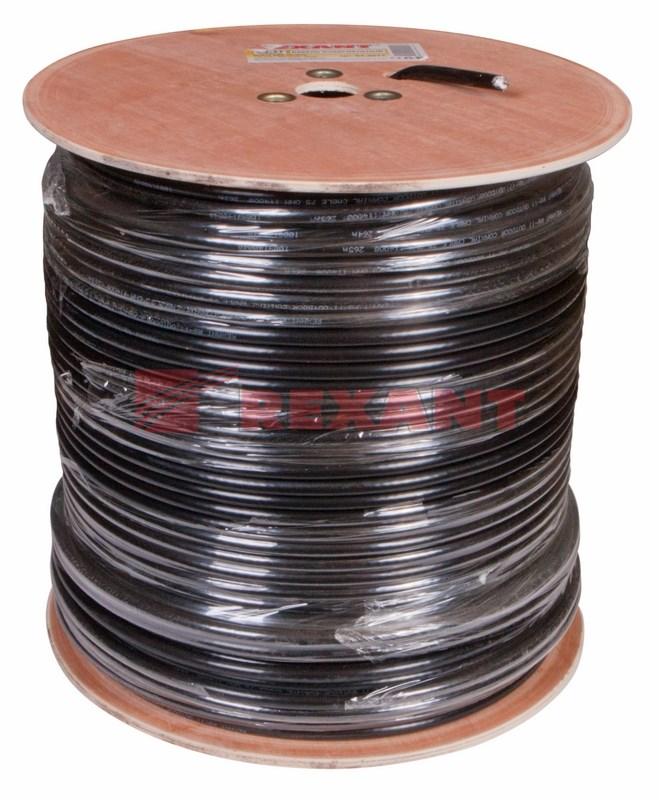 Кабель RG-11U (75 Ом), CCS/Al/Al 83 % (бухта 305 м) черный (OUTDOOR) | 01-3011 | REXANT — миниатюра 2