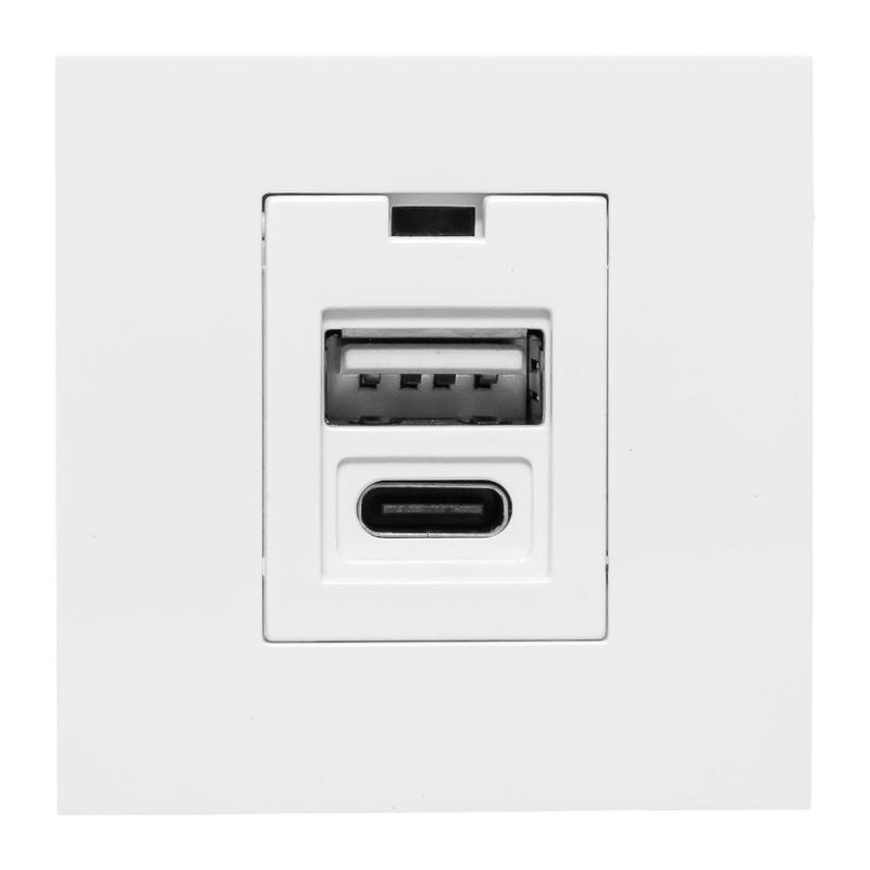 Розетка USB A+C, 2.1А, 2 гнезда, без индикатора, белая 45*45мм | E2MR2-21USB-10-AC | EKF — миниатюра 9