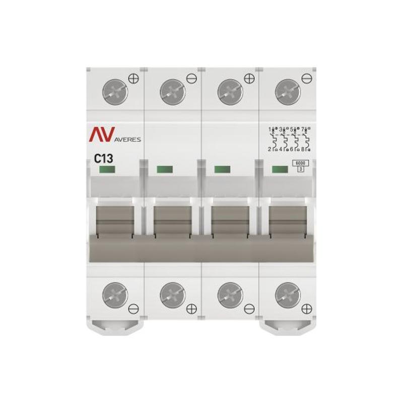 Выключатель автоматический четырехполюсный AV-6 DC 13А C 6кА AVERES | mcb6-DC-4-13C-av | EKF — миниатюра 14