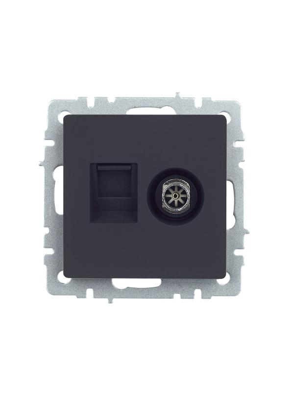 BRITE Розетка двойная TV+RJ45 кат.5E РТВ/РК12-БрГ графит  | BR-AK20-1-K53 | IEK — миниатюра 15