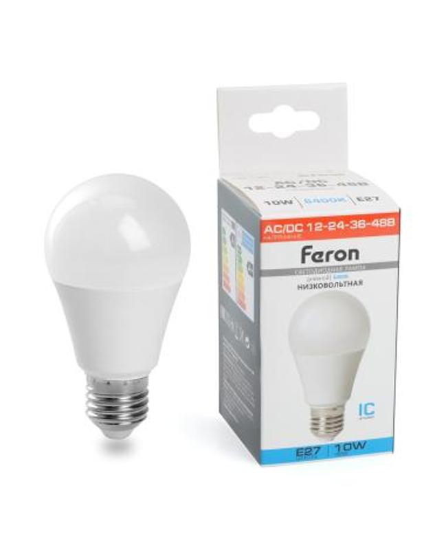 Лампа светодиодная низковольтная, (10W) 12-48V E27 6400K A60, LB-192 | 48732 | FERON — фото 1 | Sento