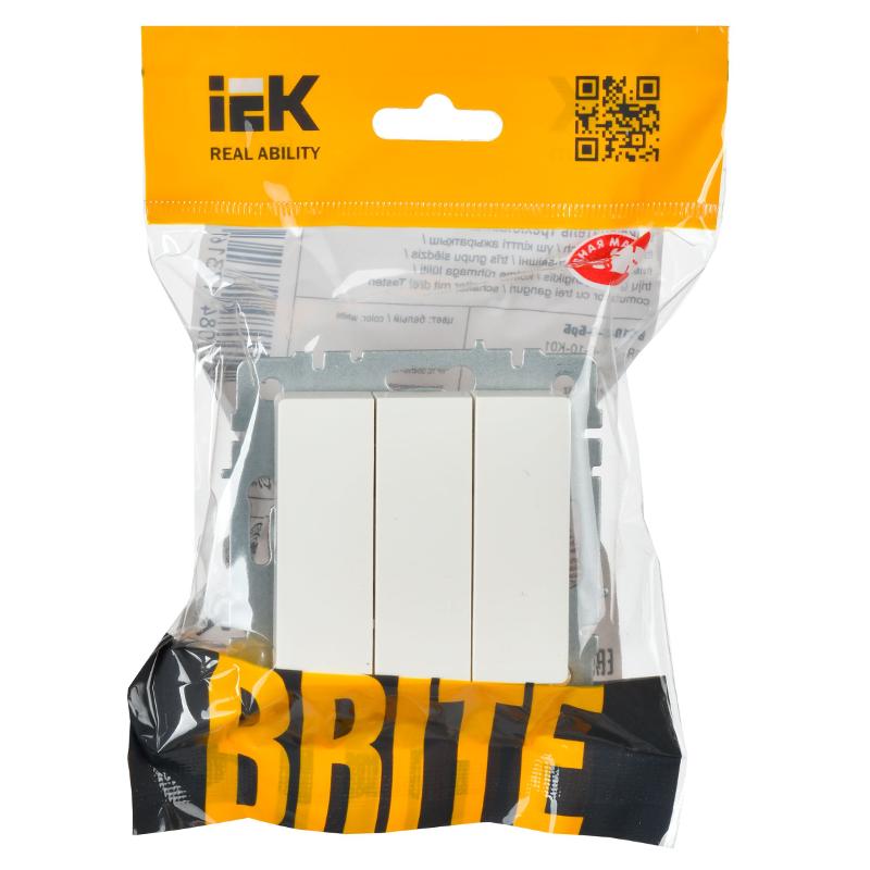 BRITE Выключатель 3-клавишный 10А ВС10-3-0-БрБ белый | BR-V30-0-10-K01 | IEK — миниатюра 2
