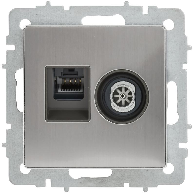 BRITE Роз. двойная TV+RJ45 кат.5E РТВ/РК12-БрГН мет х/н  | BR-AK20-1-M-K23 | ИЭК — миниатюра 2