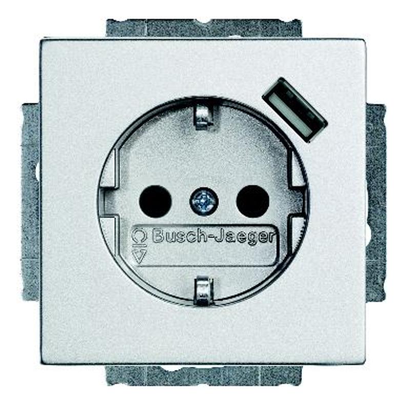 Розетка Schuko с устройством зарядным USB, 20 EUCBUSB-83-500, Future алюминий, 16А, 700 мА, | 2011-0-6178  | 2CKA002011A6178 | ABB — ABB