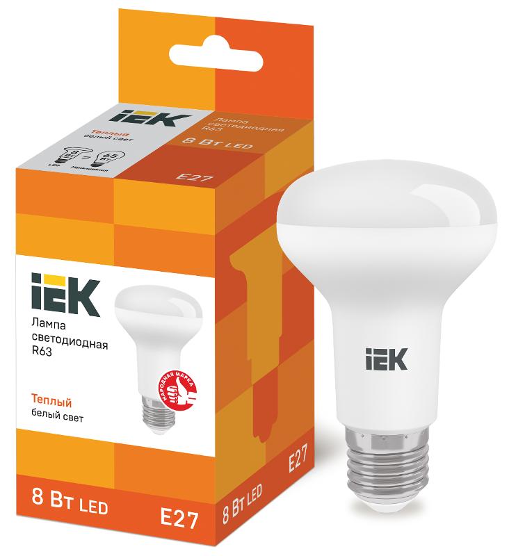 Лампа светодиодная LED 8Вт Е27 220В 3000К R63 рефлектор | LLE-R63-8-230-30-E27 | IEK — миниатюра 1