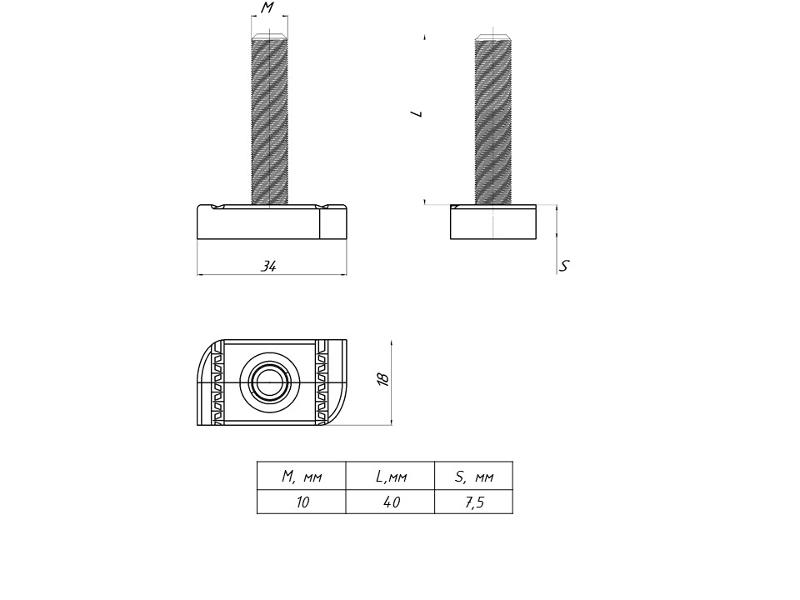 STRUT-Т-болт М10х40 EKF | sttbm10x40 | EKF — миниатюра 2