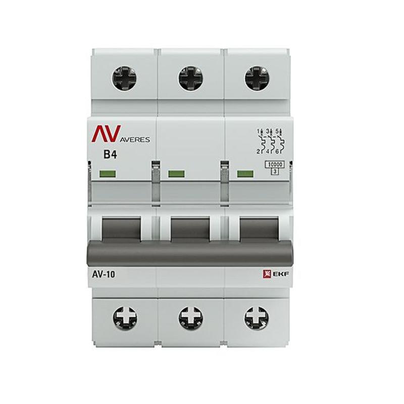 Выключатель автоматический трехполюсный AV-10 4А B 10кА AVERES | mcb10-3-04B-av | EKF — миниатюра 3