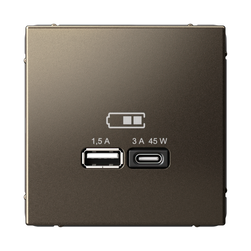 ArtGallery Мокко Розетка USB A + тип-C 45Вт высокоскор.заряд. QC, PD, механизм | GAL000629 | SE — Systeme Electric