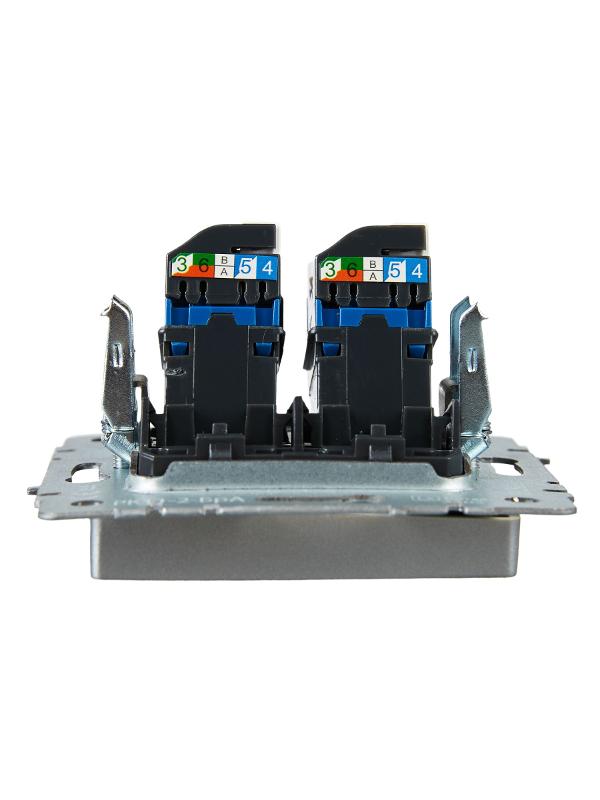 BRITE Розетка компьютерная 2-ая RJ45 кат.6 РК11-2-БрА алюминий | BR-K20-2-K47 | IEK — миниатюра 5
