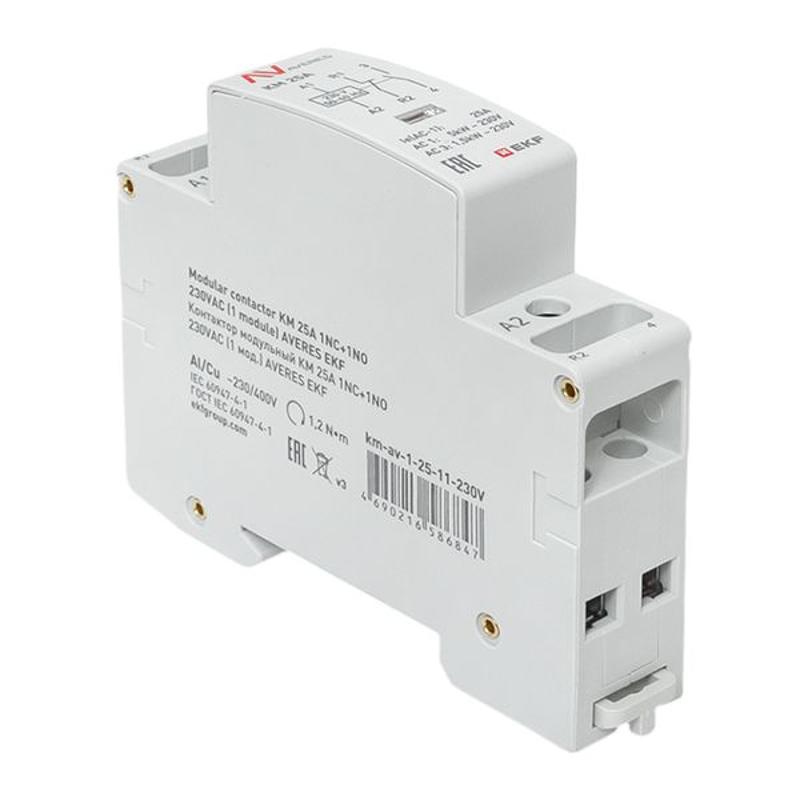 Контактор модульный КМ 25А 1NC+1NO 230VAC (1 мод.) AVERES | km-av-1-25-11-230V | EKF — миниатюра 9