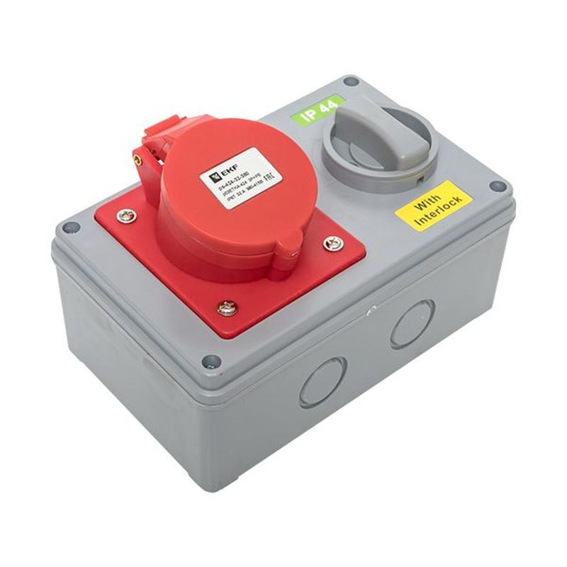 Розетка с блокировкой и выключателем 1424 3Р+РЕ 32А 380В IP44 EKF | ps-1424-32-380 | EKF — миниатюра 18