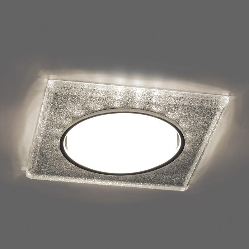 Светильник встраиваемый с белой LED подсветкой CD4040 потолочный GX53 без лампы, серебро, хром | 40517 | Feron — миниатюра 2