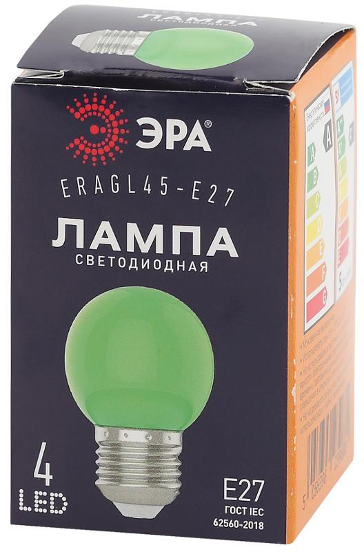 Лампы cветодиодные ERAGL45-E27 LED Р45-1W-E27 (диод. шар, зел., 4SMD, 1W, E27, для белт-лайт) (10/100/6000) | Б0049574 | ЭРА — миниатюра 4