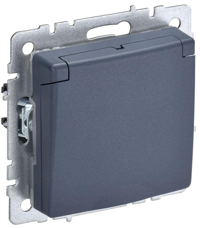 BRITE Розетка с заземлением со шторками с кр. 16А IP44 РСбш10-3-44-БрМ маренго | BR-R16-16-44-K35 | IEK — IEK (ИЭК)