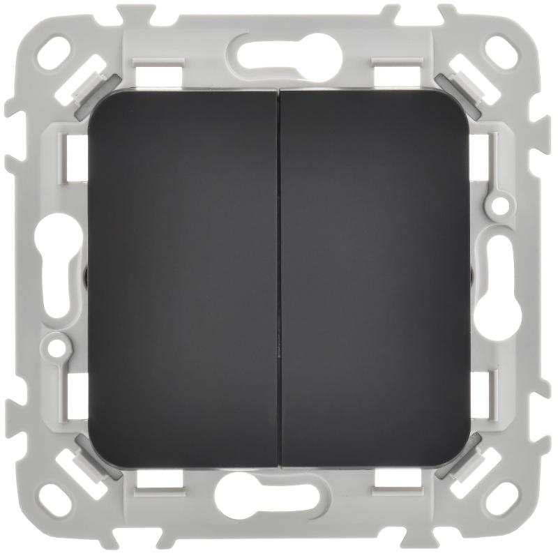 FLITE Выключатель 2-клавишный 10А ВС12-1-0-ФлЧ черный | FI-V20-0-10-1-K02 | IEK — миниатюра 2