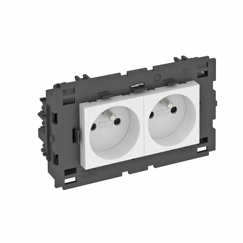 Розетка двойная 0° Modul45connect франц. стандарт, 250 В, 16A (белый) (STD-F0C8 RW2) | 6120622 | OBO Bettermann — OBO Bettermann