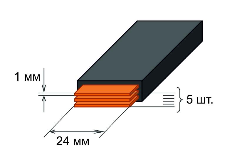 Шина медная гибкая изолированная ШМГ 5х(24x1мм) 2м.  | SQ0828-0004 | TDM — TDM ELECTRIC