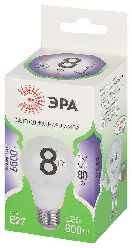 Лампа светодиодная  GREEN LINE LED A60-8W-865-E27 GL E27 8 Вт груша холодный свет | Б0067142 | ЭРА — миниатюра 5