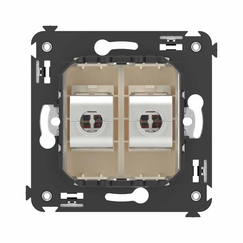Компьютерная розетка RJ-45 без шторки в стену, кат.6А двойная экранированная, "Avanti", "Ванильная дымка" | 4405774 | DKC — миниатюра 4