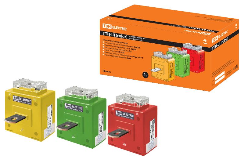 Трансформатор тока ТТН-Ш  50/5-5VA/0,5 (3 шт., color) | SQ1101-0201 | TDM — TDM ELECTRIC