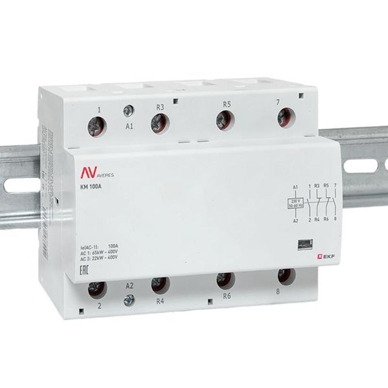 Контактор модульный КМ 100А 2NO+2NC 230VAC (6 мод.) AVERES | km-av-6-100-22-230V | EKF — миниатюра 2