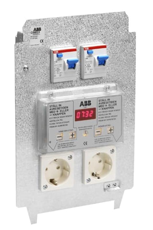 Панель монтажная CWB23, 2xSchuko, 2хВА 10А, 2хВДТ 30мА, 2-х канальное электронное реле времени, клемма заземлени | 2CMA177387R1000 | ABB — ABB