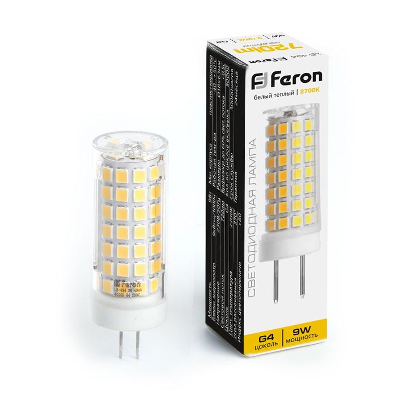 Лампа светодиодная, (9W) 230V G4 2700K JCD, LB-434 | 38143 | FERON — Feron