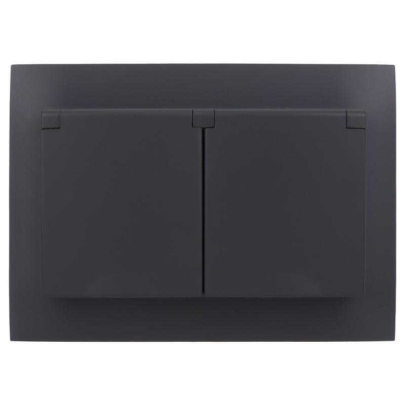 SKANDY Розетка 2-местная с кр. 16А в сб IP44 SK-R12T титан | SK-R26-16-44-K48-F | IEK — миниатюра 2