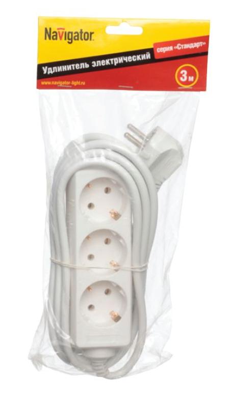 Удлинитель NPE-S-03-300-E-3x1 с/з 3 гн. 3м | 94179 | Navigator — Navigator