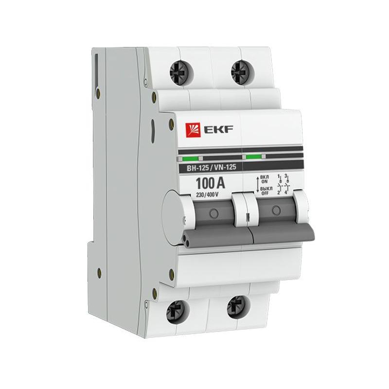Выключатель нагрузки модульный ВН-125, 2P 100А EKF PROxima | SL125-2-100-pro | EKF (замена - S1252100) — EKF