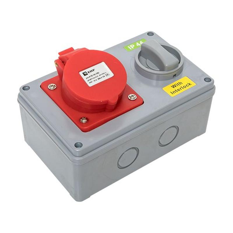 Розетка с блокировкой и выключателем 1415 3Р+РЕ+N 16А 380В IP44 EKF | ps-1415-16-380 | EKF — миниатюра 18