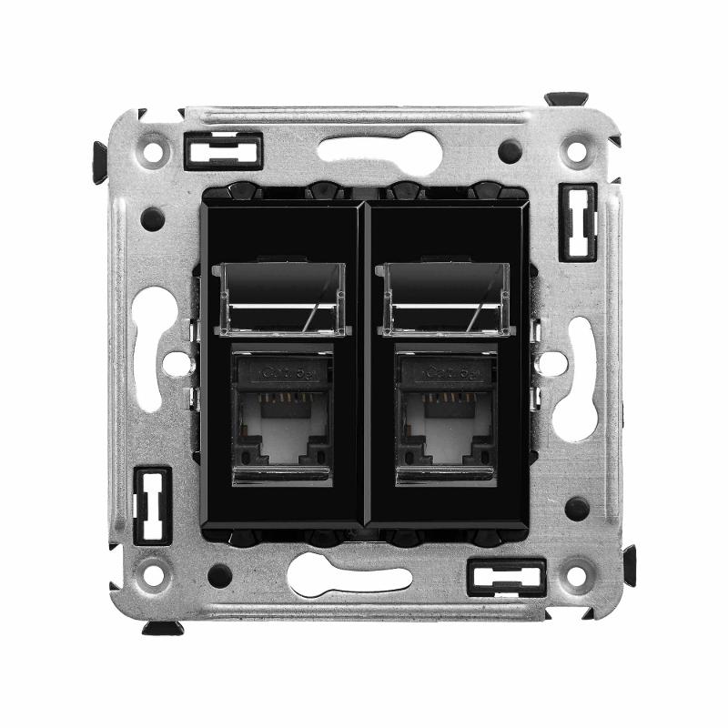 Розетка RJ-45 в стену, 5e двойная, Avanti, "Черный квадрат" | 4402464 | DKC — DKC (ДКС)
