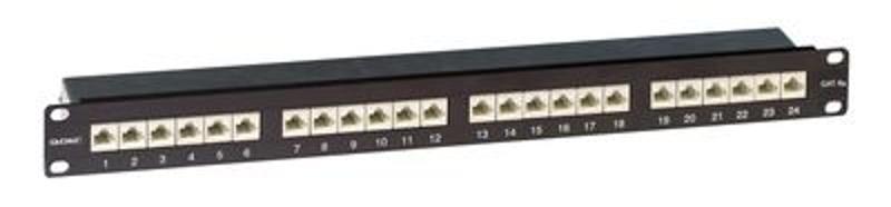 Патч-панель 19",1U,CAT6A, 24 порта RJ45, экранированная (замена на RN6APPF241)| RN6APPF241BK | DKC — DKC (ДКС)