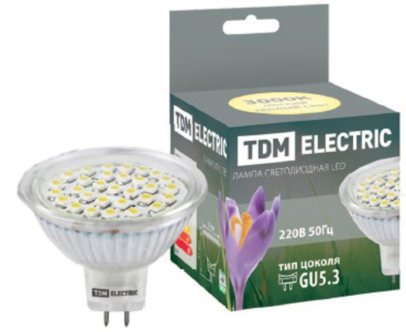 Лампа светодиодная LED 5Вт GU5.3 12В 3000К MR16 SMD отражатель (рефлектор) | SQ0340-0006 | TDM — миниатюра 2