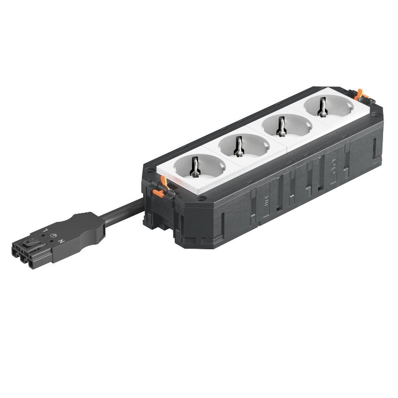 Рамка 4-модульная с розетками 4 белые 16А 250В 2К+З, штекер WINSTA MIDI | 7404619 | OBO Bettermann — OBO Bettermann