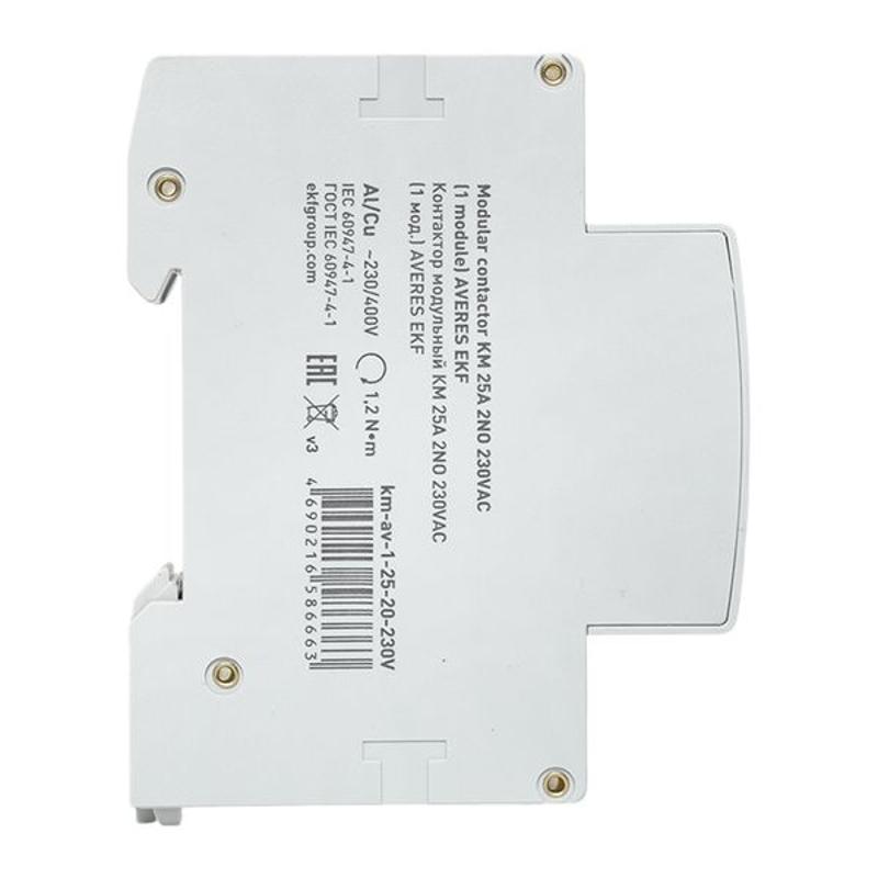 Контактор модульный КМ 25А 2NО 230VAC (1 мод.) AVERES | km-av-1-25-20-230V | EKF — миниатюра 4