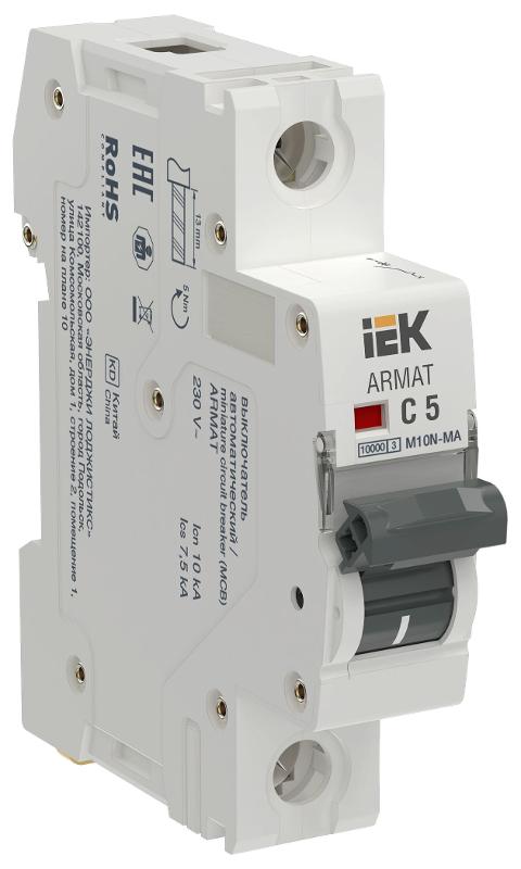 ARMAT Автоматический выключатель без теплового расцепителя M10N-MA 1P C 5А | AR-M10N-MA-1-C005 | IEK — фото 1 | Sento