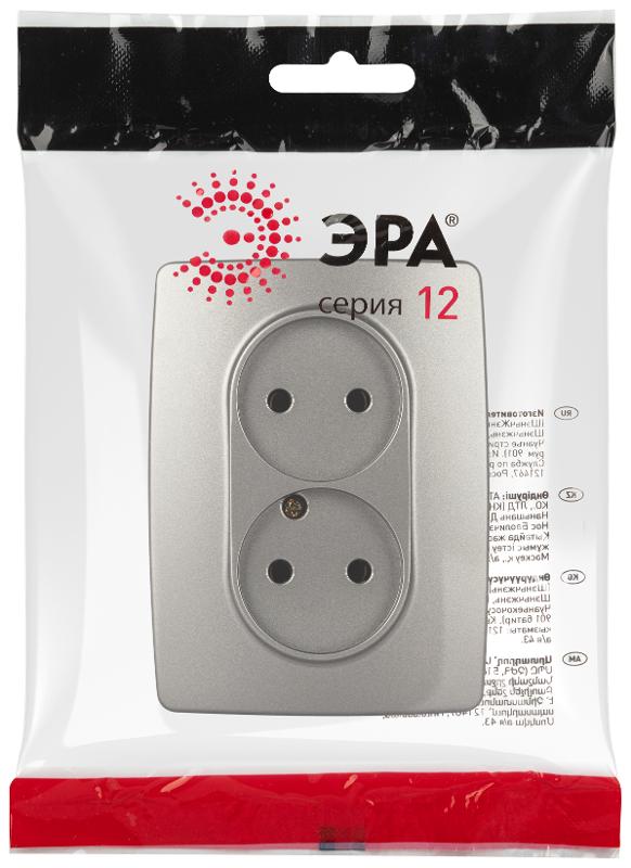 Розетка ЭРА Серия 12 12-2107-16 , 2X2P, 16А-250В, титан  | Б0065644 | ЭРА — миниатюра 2