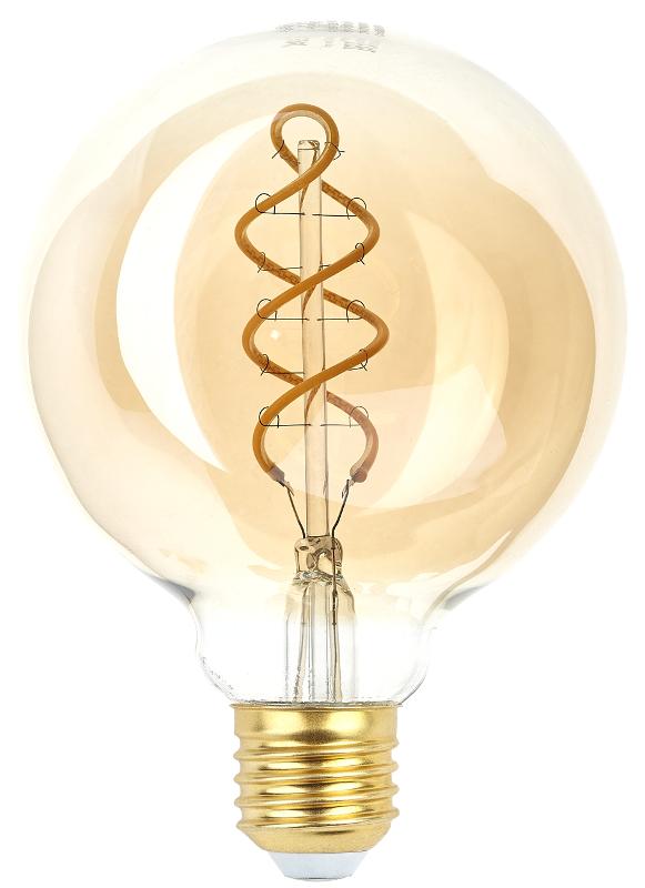 Лампа светодиодная F-LED G95-7W-824-E27 spiral gold (филамент, шар спир зол, 7Вт, тепл, E27) (20/560) | Б0047663 | ЭРА — миниатюра 5