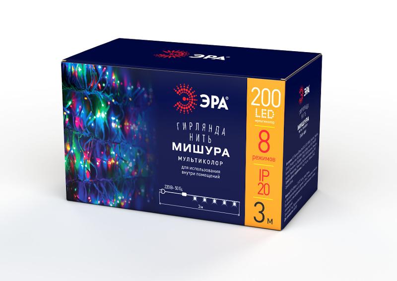Гирлянда светодиодная  Мишура 3.9 м белый провод, мультиколор, ENIN - WM   220V IP20 (24/576) | Б0047972 | ЭРА — миниатюра 5