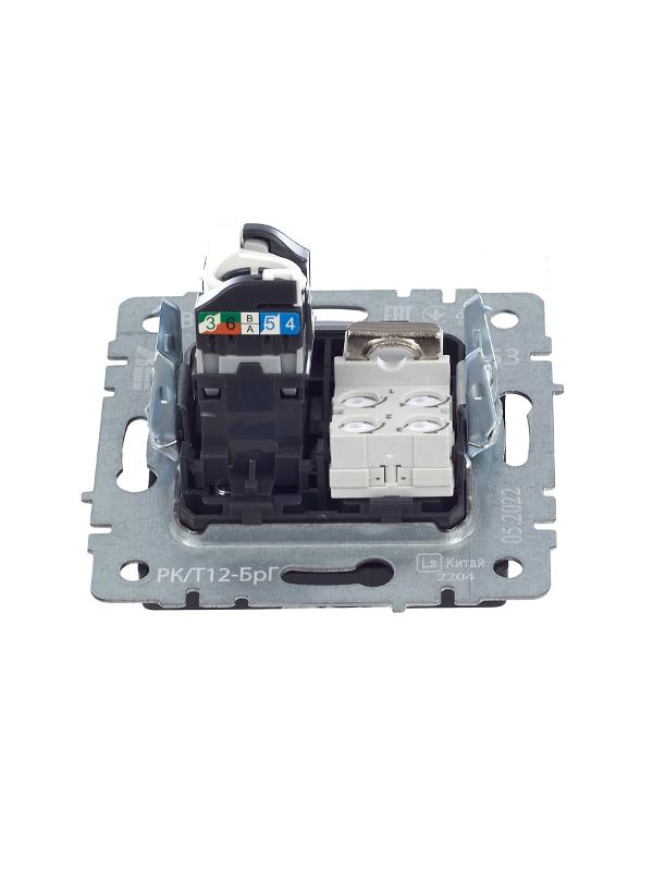 BRITE Розетка двойная RJ11+RJ45 кат.5E РК/Т12-БрГ графит  | BR-KT20-O-1-K53 | IEK — миниатюра 5