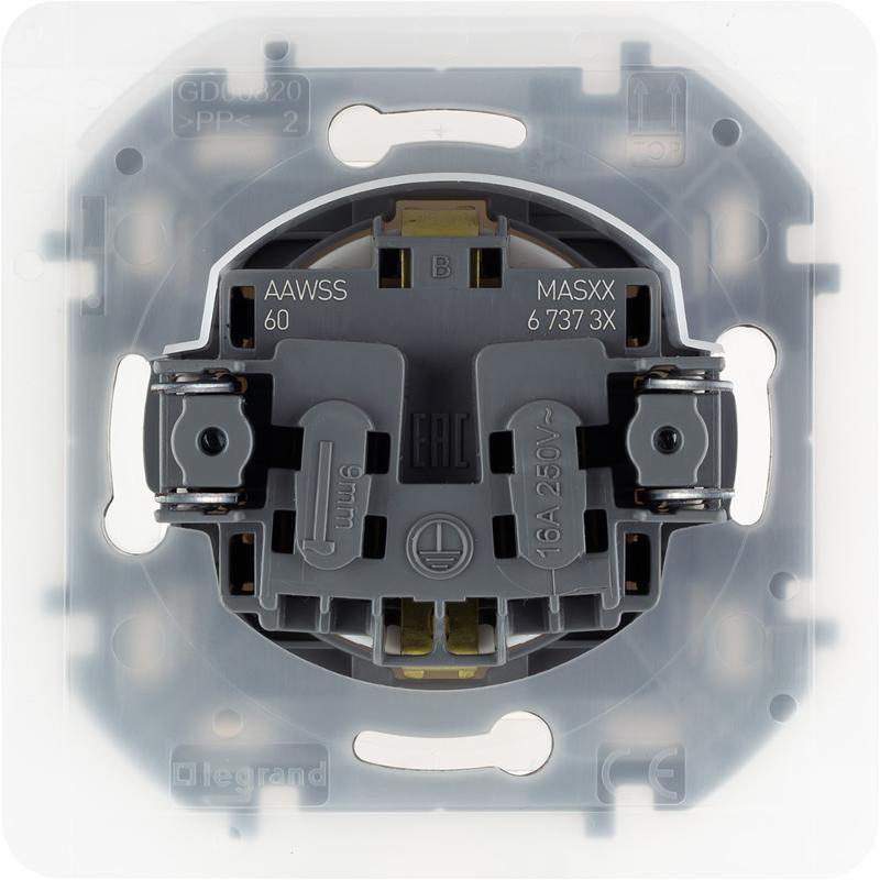 Inspiria Белый Розетка с крышкой с заземлением С/У со шторками 16А IP44 без рамки — миниатюра 3