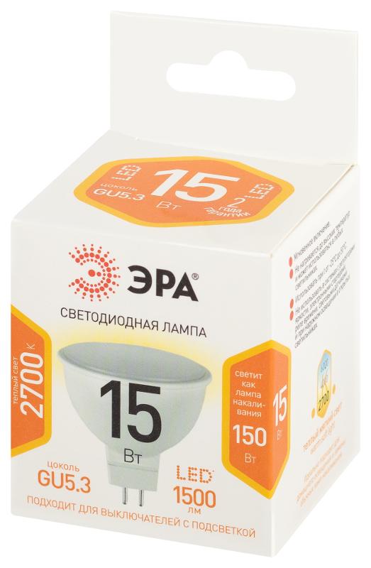 Лампа светодиодная  STD LED MR16-15W-827-GU5.3 15Вт софит теплый белый свет GU5.3 | Б0066799 | ЭРА — миниатюра 2