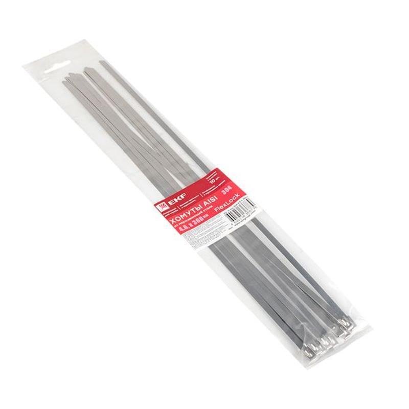 Хомут AISI 304 из нержавеющей стали, 4.6x360 (10 шт.) FlexLock PROxima | plc-fl-tss-304-4.6x360-r | EKF — миниатюра 5