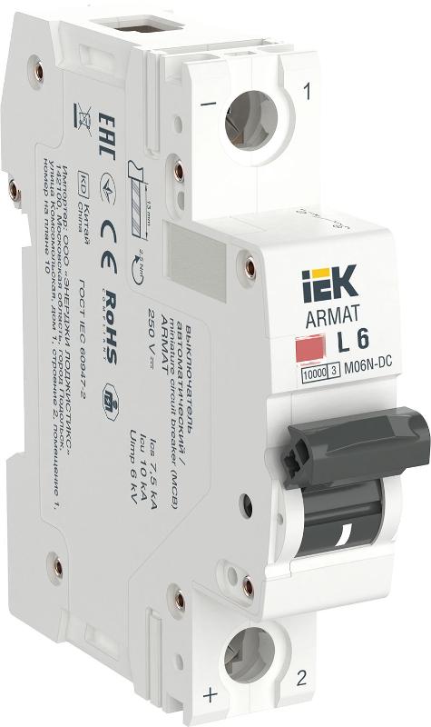 ARMAT Авт. выкл. M06N-DC 1P L 6А | AR-M06N-1-L006DC | IEK — IEK (ИЭК)