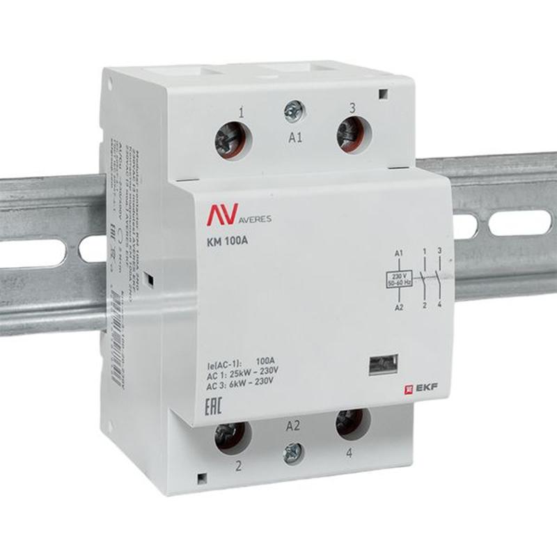 Контактор модульный КМ 100А 2NО 230VAC (3 мод.) AVERES | km-av-3-100-20-230V | EKF — миниатюра 2